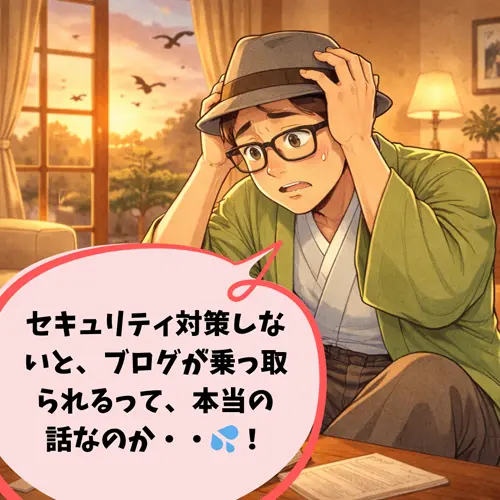 WordPressでセキュリティ対策しないと、「ブログが乗っ取られる」って聞いて、ビビっているところ…。