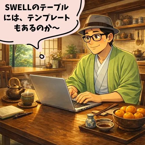 SWELLのテーブルには、「テンプレートもあるのか～」って感心しているところ…。