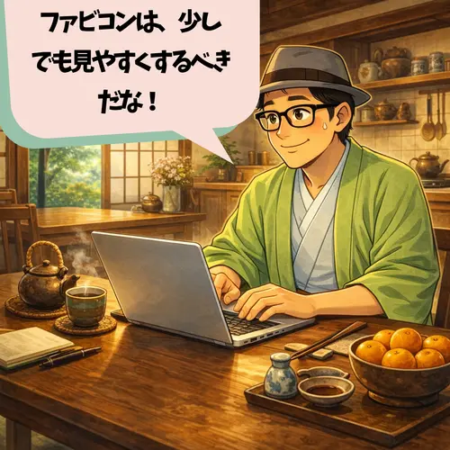 ファビコンは、とっても大事な自分の分身であり、「少しでも見やすくするべきだな！」と感じているところ…
