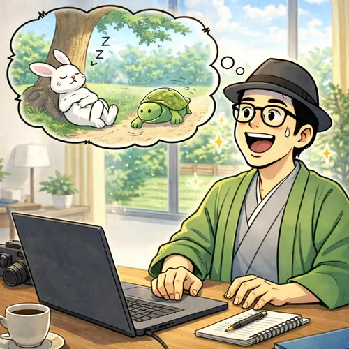 うさぎと亀の話を思い出して、不器用でもブログは誰かの役に立つと気がつき、ワードプレスの開始を決意したところ。