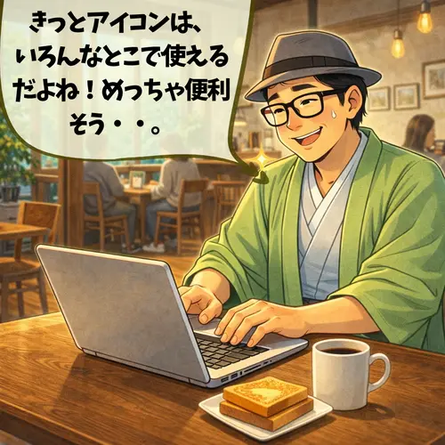 アイコンが、いろんなところで活用できそうで、とてもウキウキしているところ．．．。