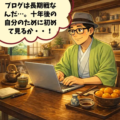 ブログは長期戦と言うことを知って、「十年後の自分のために始めてみよう」と考えているところ…。