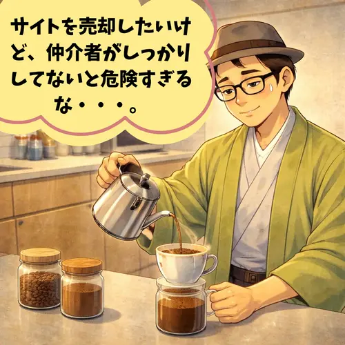 サイトを売却したいけど、「仲介者がしっかりしてないと危険すぎる」と思っているところ…。