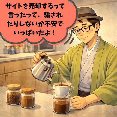 サイトを売却したいけど、「騙されたりしないか不安でいっぱい」と思って4いるところ…。