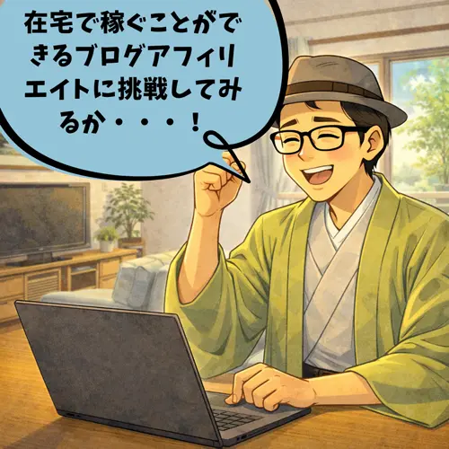 在宅で稼ぐことができるブログアフィリエイトに「挑戦してみるか!」と意気込んでいるところ…。