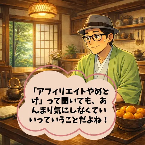 「アフィリエイトやめとけ」って聞いても、あんまり気にしなくていいっていうことだと、理解したところ…。