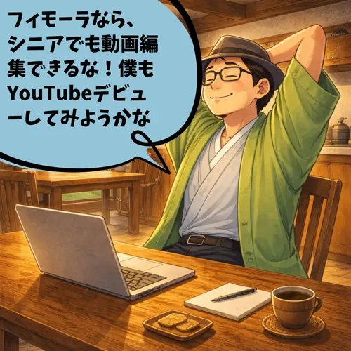フィモーラなら、シニアでも動画編集できそうで、「YouTubeデビューしてみようかな」って考えているところ…。