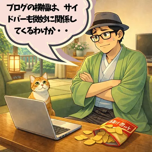 ブログの横幅には、サイドバーも関係してくることを知ったところ…。