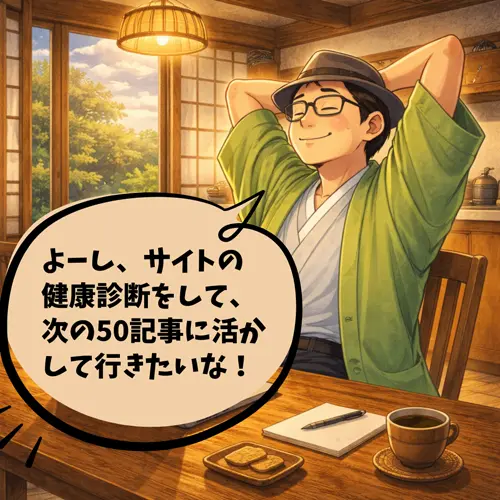50記事を書いて、一度サイトの健康診断をして、次の50記事に活かして行きたいと考えているところ…。