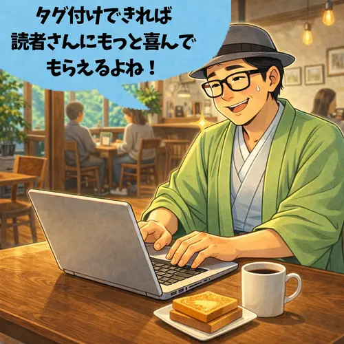 ブログでタグ付けができれば、読者さんにもっと喜んでもらえると考えているところ…。