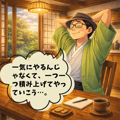 一気にやるんじゃなくて、「一つ一つ積み上げてやっていこう…」って、考えているところ…。