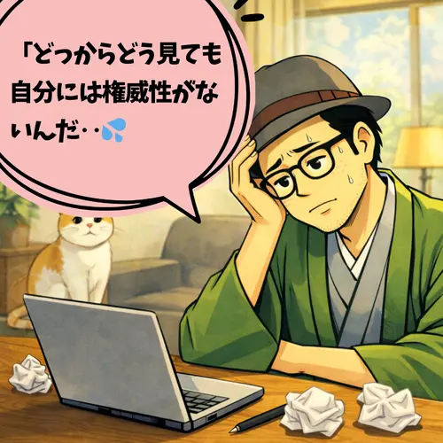 「どっからどう見ても自分には権威性がないんだ‥💦」と落ち込んでいるところ…。