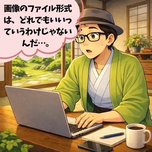 「画像のファイル形式は、どれでもいいっていうわけじゃない」ってことに気がついたところ…。