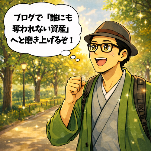 散歩しながら、「ブログで誰にも奪われない資産へと磨き上げるぞ！」と決意したところ…。