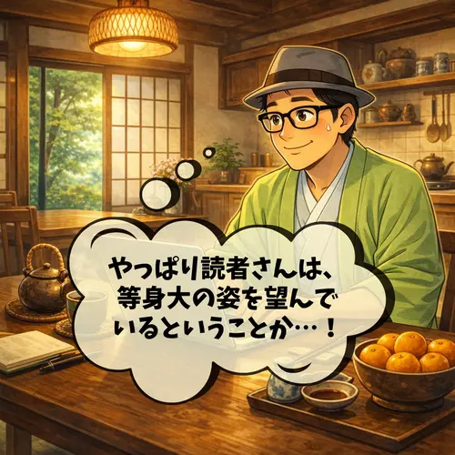 読者さんは、等身大の姿を望んで
いるということに気が付いたところ…。