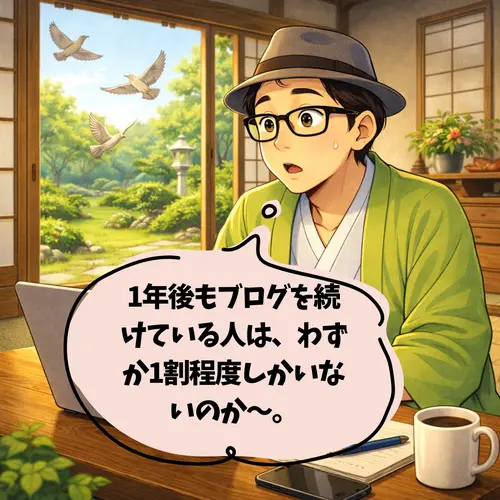 1年後もブログを続けている人は、わずか1割程度しかいない事を知ってびっくりしているところ…。