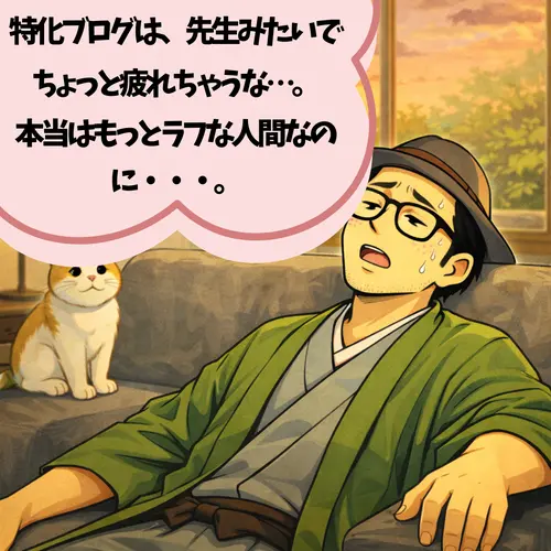 自分は本当は、もっとラフな人間なのに、特化ブログをやっていると先生みたいになってしまうのに疲れているところ…。
