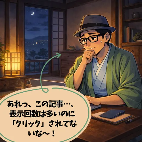 「あれっ、この記事…、表示回数は多いのに「クリック」されてないな！」って気がついたところ…。