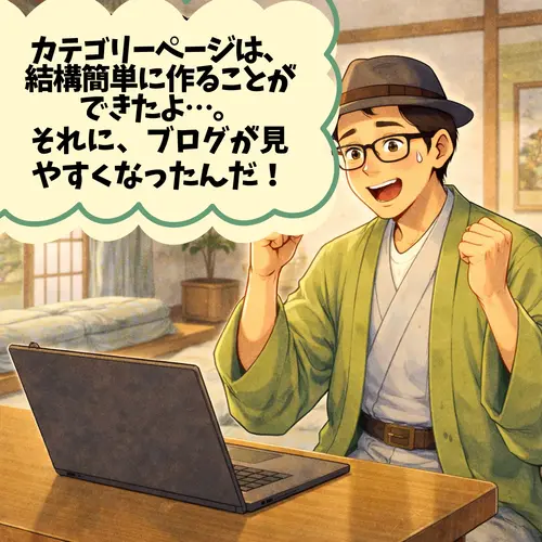 カテゴリーページが結構簡単に作ることができて、「ブログが見やすくなったんだ」と感じているところ!