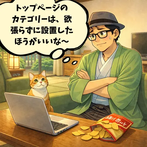 トップページのカテゴリーは、「欲張らずに設置したほうがいいな～」と考え込んでいるところ…。