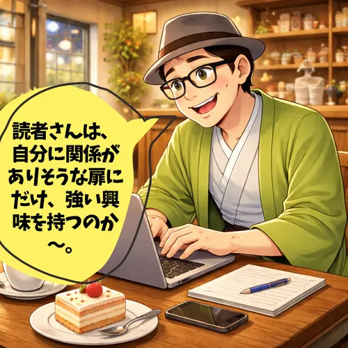 読者さんに合わせて、強い興味を持ちそうな扉を、用意しようとしているところ…。