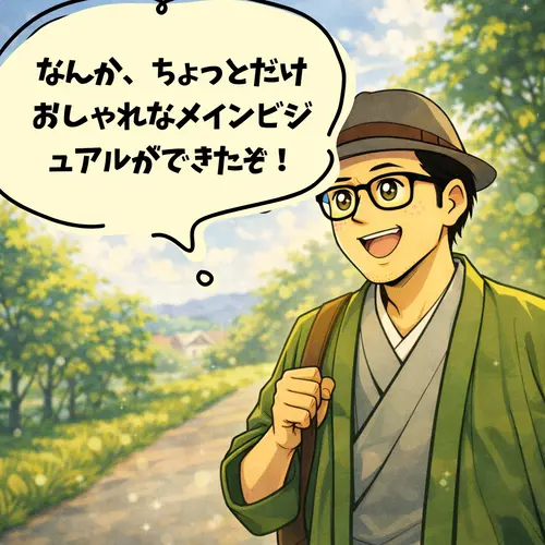 ちょっとだけおしゃれなメインビジュアルができて、テンションが上がっているところ…。